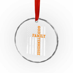 God Family Tennessee Crystal Glass Ornament TN Game Day Christian American Flag