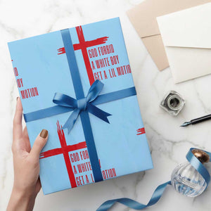 God Forbid A White Boy Get A Lil Motion Wrapping Paper Roll Funny Christian Quote Meme TS14 Light Blue Print Your Wear