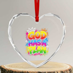 God Has A Plan Heart Crystal Glass Ornament Graffiti Rap Christian Faith Graphic