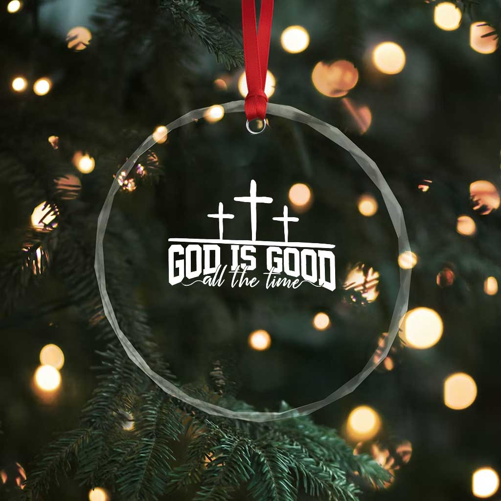 God Is Good Crystal Glass Ornament Jesus Cross Minimal Religious Faith Bible Verse Inspirational TS10 Print Your Wear