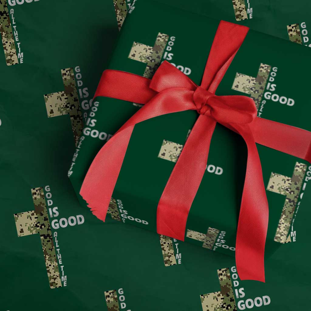 God Is Good Wrapping Paper Roll Camo Cross Religious Jesus Faith Bible Verse Inspirational TS10 Green Print Your Wear