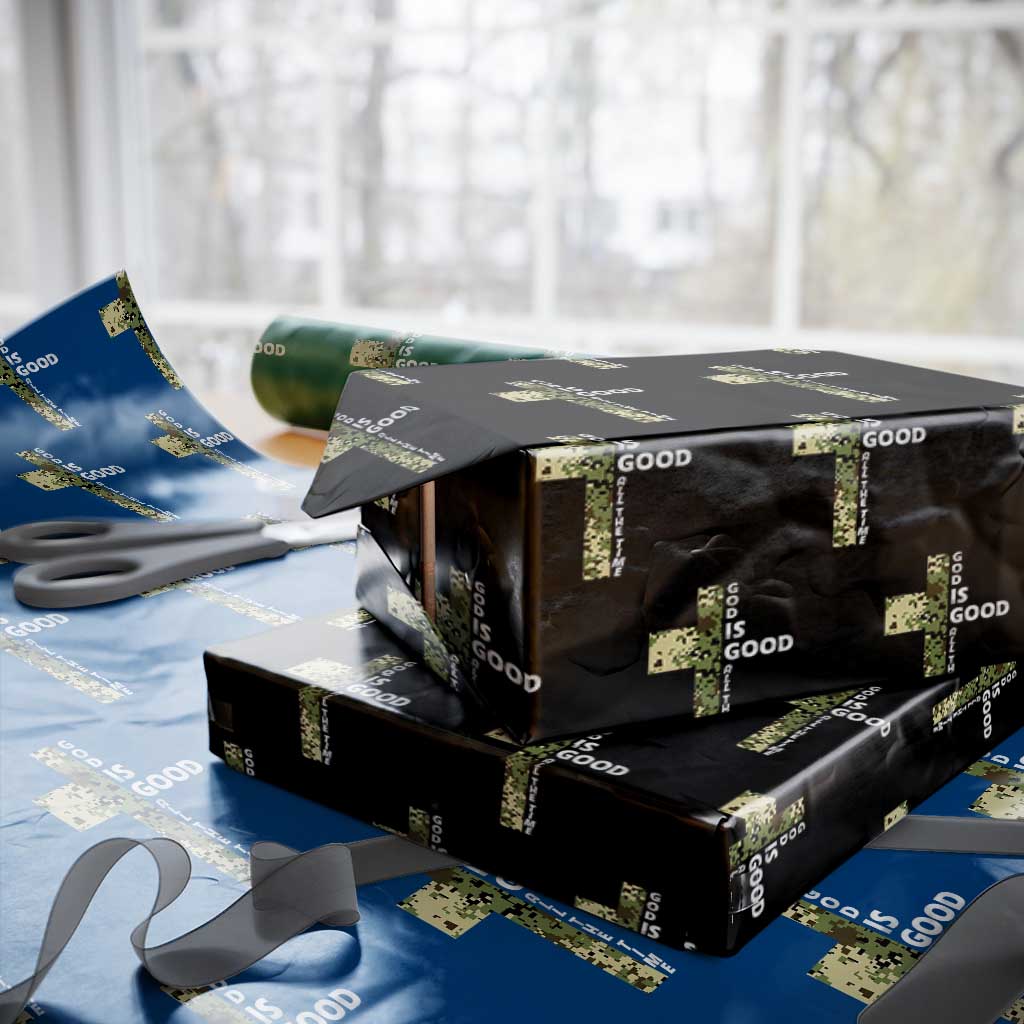 God Is Good Wrapping Paper Roll Camo Cross Religious Jesus Faith Bible Verse Inspirational TS10 Black Print Your Wear