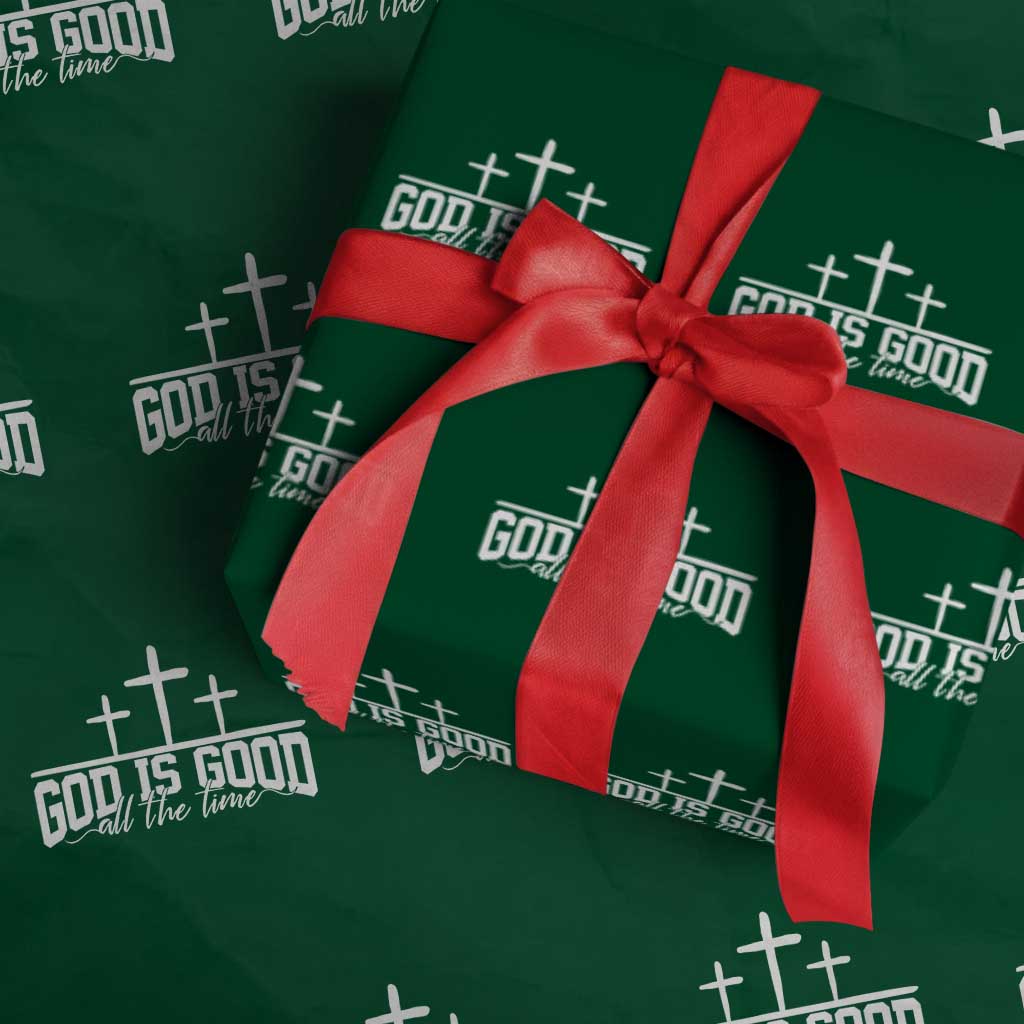 God Is Good Wrapping Paper Roll Jesus Cross Minimal Religious Faith Bible Verse Inspirational TS10 Green Print Your Wear