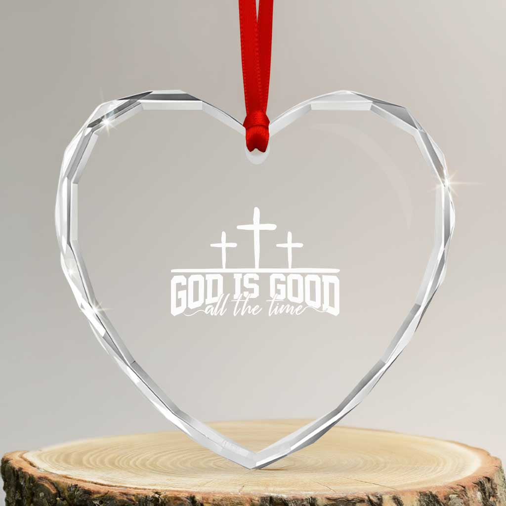 God Is Good Heart Crystal Glass Ornament Jesus Cross Minimal Religious Faith Bible Verse Inspirational TS10 Transparent Glass 3'' Heart Print Your Wear