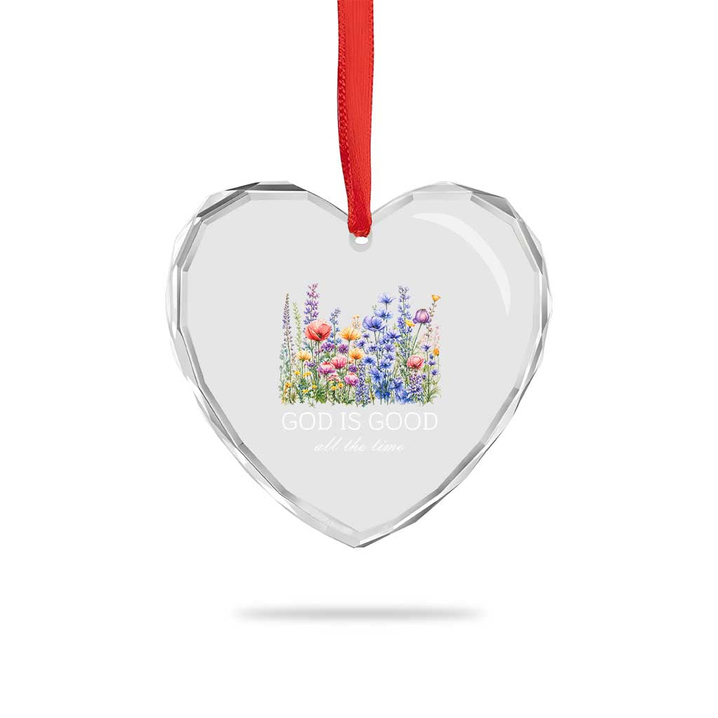God Is Good Heart Crystal Glass Ornament Wildflower Christian Jesus Graphic Religious Bible Verse TS10 Print Your Wear