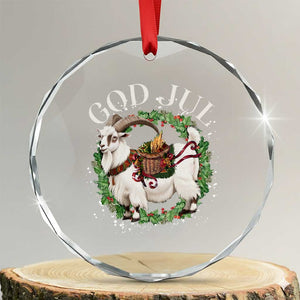 God Jul Crystal Glass Ornament Yule Goat Xmas Wreath Winter Solstice TS11 Transparent Glass 3'' Circle Print Your Wear