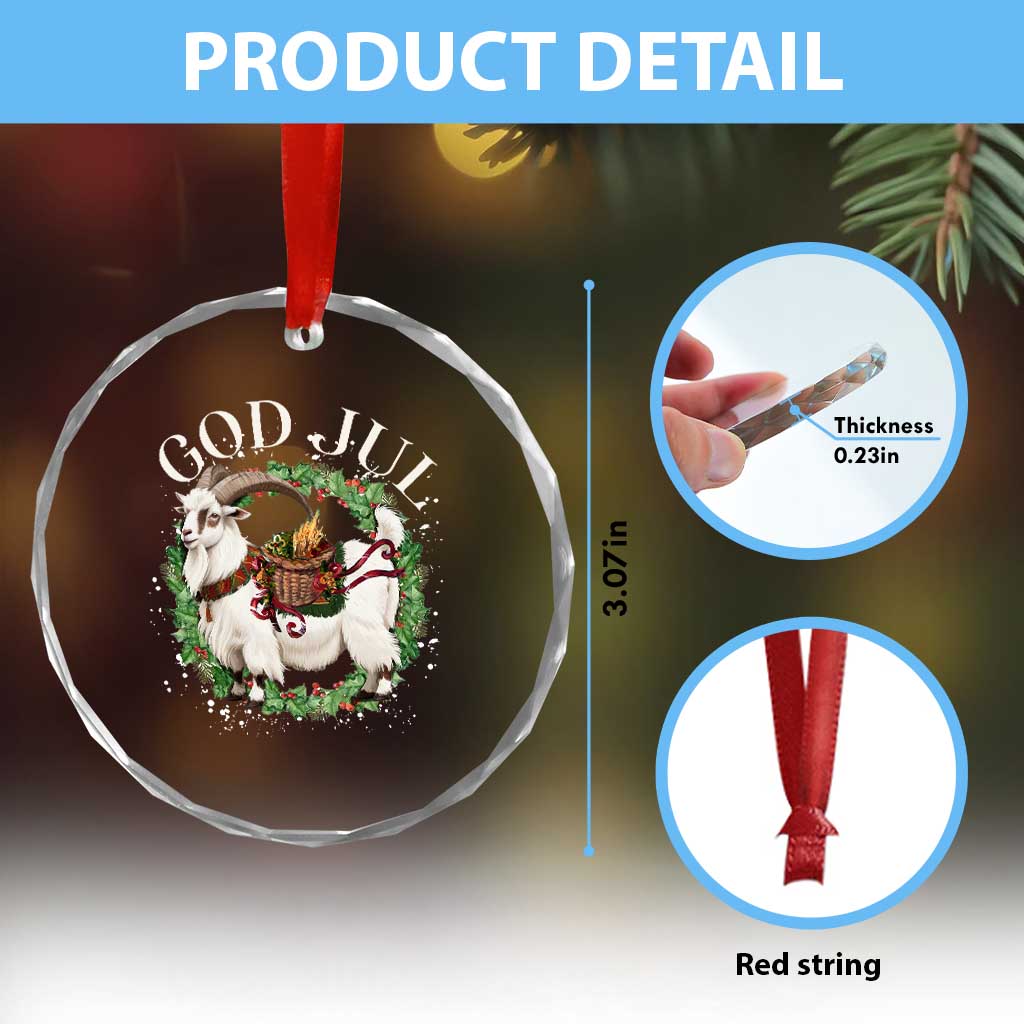God Jul Crystal Glass Ornament Yule Goat Xmas Wreath Winter Solstice TS11 Print Your Wear