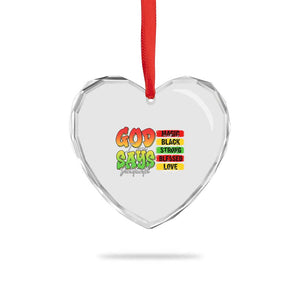 God Says I Am Heart Crystal Glass Ornament Juneteenth Faith Black Excellence Affirmation Pan-African Colors TS02 Print Your Wear
