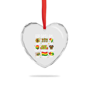 God Says I Am Juneteenth Christian Heart Crystal Glass Ornament Pan-African Afrocentric Faith Bible Verses Freedom Day