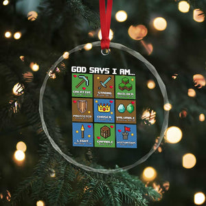 God Says I Am Pixel Art Graphic Crystal Glass Ornament Christian Affirmation Gamer Bible Verses TS02 Print Your Wear