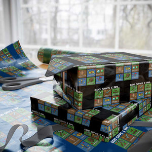 God Says I Am Pixel Art Graphic Wrapping Paper Roll Christian Affirmation Gamer Bible Verses TS02 Black Print Your Wear