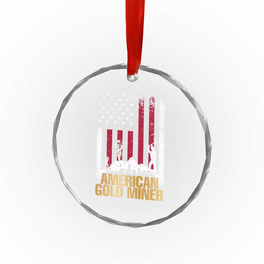 Gold Miner Patriotic American Flag Crystal Glass Ornament TS14 Print Your Wear