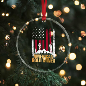 Gold Miner Patriotic American Flag Crystal Glass Ornament TS14 Print Your Wear
