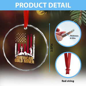 Gold Miner Patriotic American Flag Crystal Glass Ornament TS14 Print Your Wear