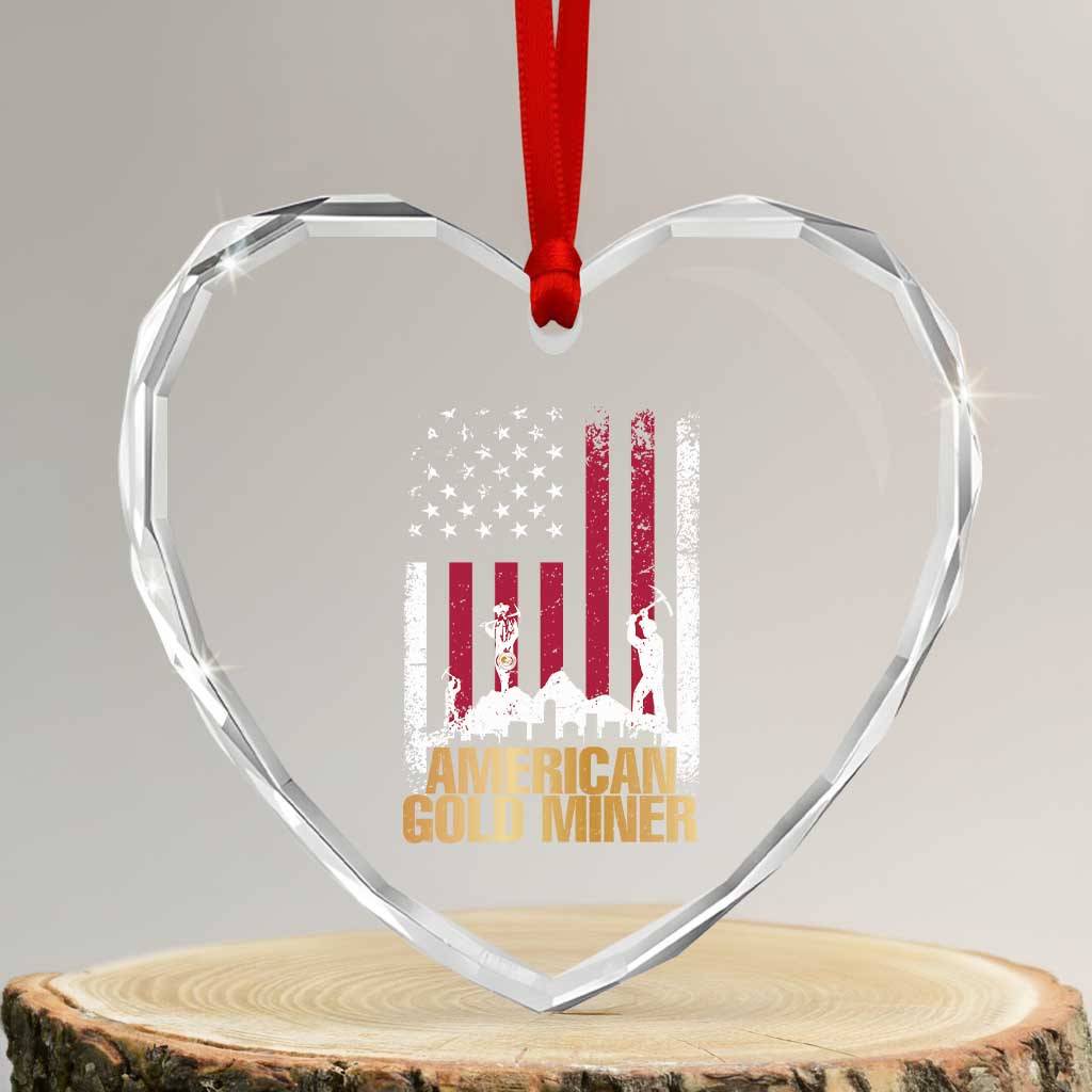 Gold Miner Patriotic American Flag Heart Crystal Glass Ornament TS14 Transparent Glass 3'' Heart Print Your Wear