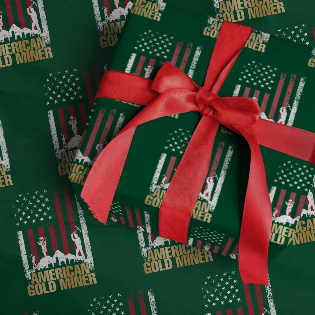 Gold Miner Patriotic American Flag Wrapping Paper Roll TS14 Green Print Your Wear