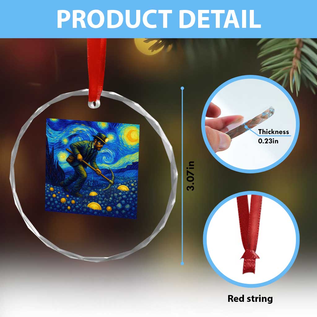 Gold Miner Starry Night Van Gogh Crystal Glass Ornament TS14 Print Your Wear