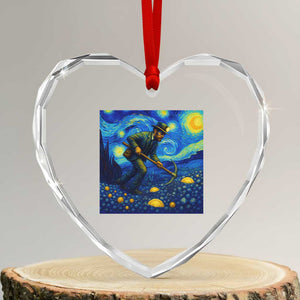 Gold Miner Starry Night Van Gogh Heart Crystal Glass Ornament TS14 Transparent Glass 3'' Heart Print Your Wear