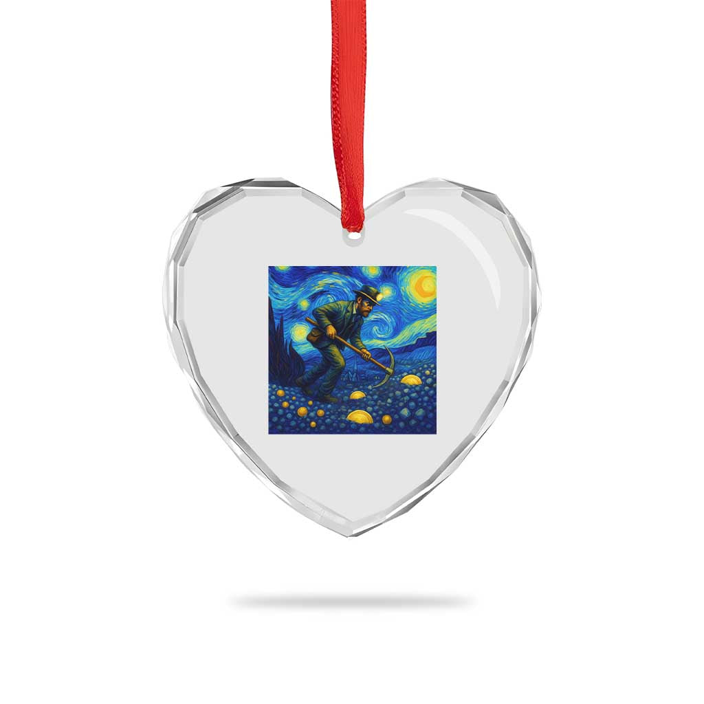 Gold Miner Starry Night Van Gogh Heart Crystal Glass Ornament TS14 Print Your Wear