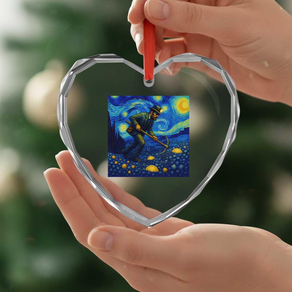 Gold Miner Starry Night Van Gogh Heart Crystal Glass Ornament TS14 Print Your Wear