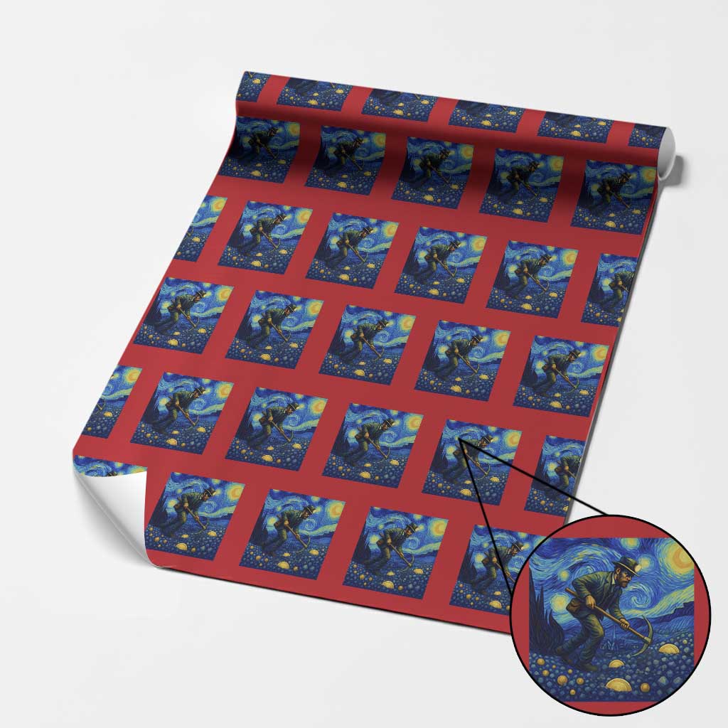 Gold Miner Starry Night Van Gogh Wrapping Paper Roll TS14 Red Print Your Wear