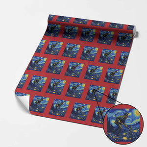 Gold Miner Starry Night Van Gogh Wrapping Paper Roll TS14 Red Print Your Wear
