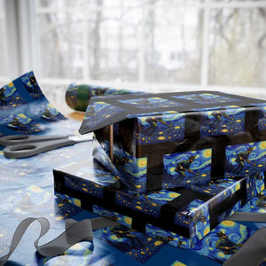 Gold Miner Starry Night Van Gogh Wrapping Paper Roll TS14 Black Print Your Wear