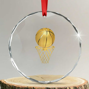 Golden Basketball Hoop Crystal Glass Ornament Trophy Game Player Coach Sports Lover TS02 Transparent Glass 3'' Circle Print Your Wear
