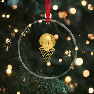 Golden Basketball Hoop Crystal Glass Ornament Trophy Game Player Coach Sports Lover TS02 Print Your Wear