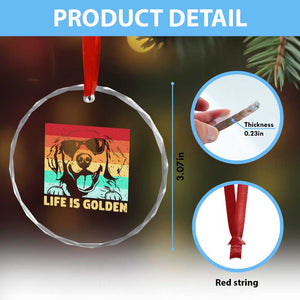 Golden Retriever Dog Crystal Glass Ornament Life is Golden Retro Vintage TS10 Print Your Wear