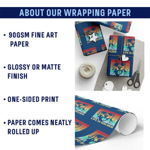 Golden Retriever Dog Wrapping Paper Roll Life is Golden Retro Vintage TS10 Print Your Wear