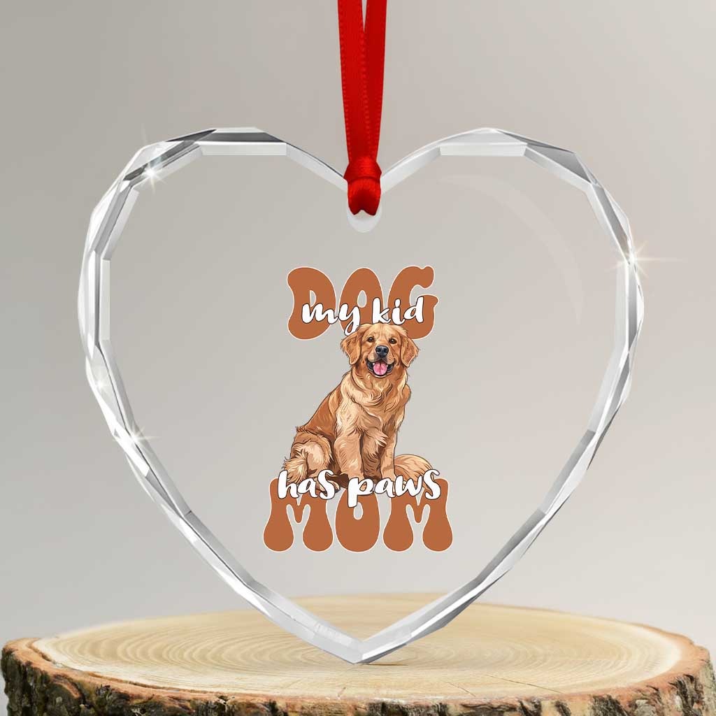 Golden Retriever Heart Crystal Glass Ornament My Kid Has Paws Dog Lover TS02 Transparent Glass 3'' Heart Print Your Wear