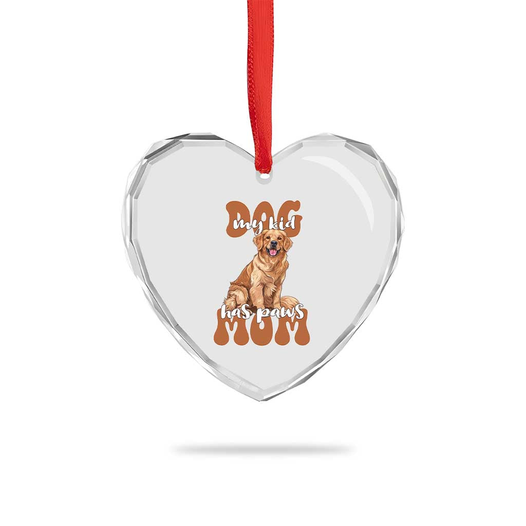 Golden Retriever Heart Crystal Glass Ornament My Kid Has Paws Dog Lover TS02 Print Your Wear