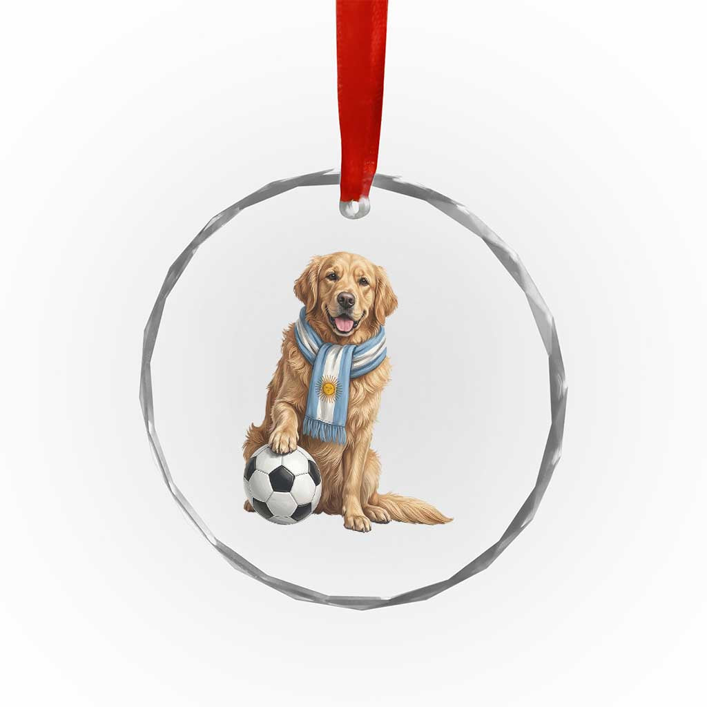 Golden Retriever Soccer Fan Crystal Glass Ornament Argentina Football Pride TS12 Print Your Wear