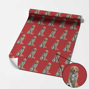 Golden Retriever Soccer Fan Wrapping Paper Roll Argentina Football Pride