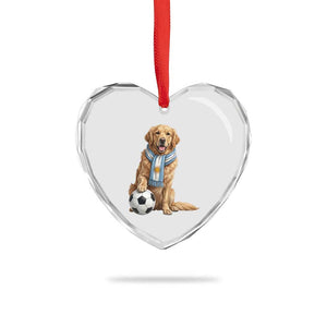 Golden Retriever Soccer Fan Heart Crystal Glass Ornament Argentina Football Pride