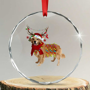 Golden Retriever Xmas Crystal Glass Ornament Gift for Dog Lover Happy New Year Xmas Lights TS10 Transparent Glass 3'' Circle Print Your Wear