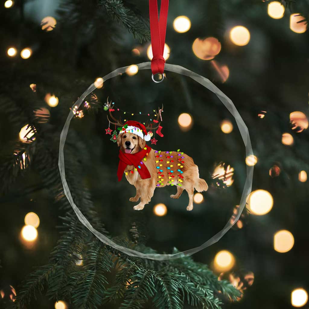 Golden Retriever Xmas Crystal Glass Ornament Gift for Dog Lover Happy New Year Xmas Lights TS10 Print Your Wear