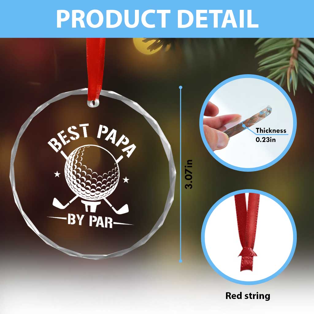 Golf Dad Crystal Glass Ornament Best Papa By Par Golfer Fathers Day Gifts TS10 Print Your Wear