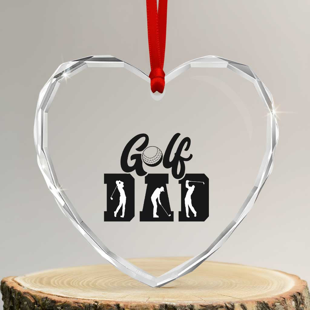 Golf Dad Heart Crystal Glass Ornament Gift For Sport Lover TS12 Transparent Glass 3'' Heart Print Your Wear