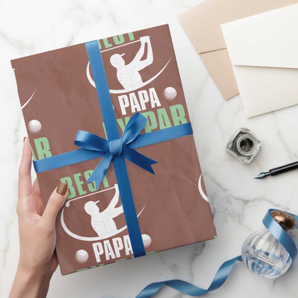 Golf Dad Wrapping Paper Roll Best Papa By Par Funny Golfer Fathers Day Gifts TS10 Mocha Print Your Wear