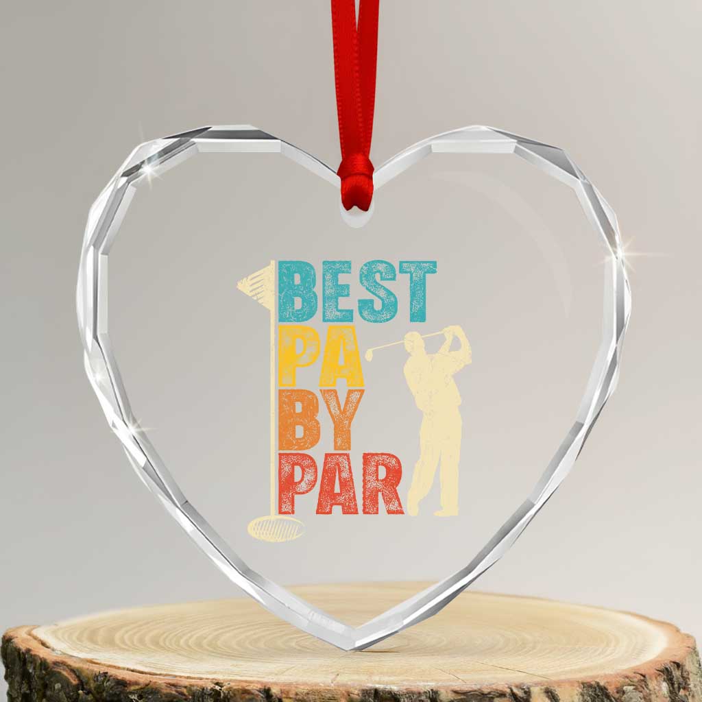Golf Gifts for Dad Heart Crystal Glass Ornament Retro Best Pa By Par Fathers Day TS10 Transparent Glass 3'' Heart Print Your Wear