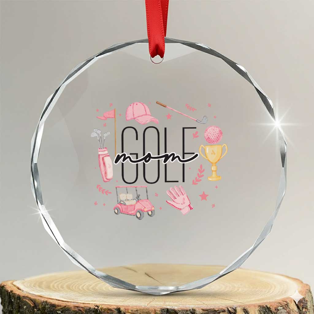 Golf Mom Life Proud Crystal Glass Ornament Sports Lover Gift TS12 Transparent Glass 3'' Circle Print Your Wear