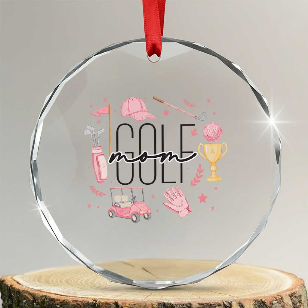 Golf Mom Life Proud Crystal Glass Ornament Sports Lover Gift TS12 Transparent Glass 3'' Circle Print Your Wear