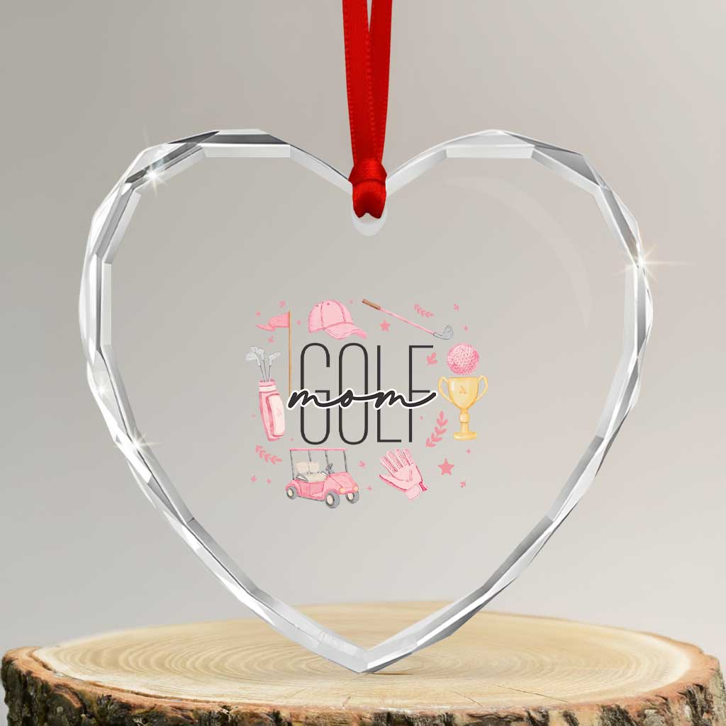 Golf Mom Life Proud Heart Crystal Glass Ornament Sports Lover Gift TS12 Transparent Glass 3'' Heart Print Your Wear