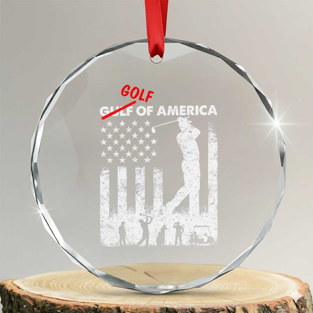 Golf Of America Patriotic USA Flag Crystal Glass Ornament Funny Golfing Pun American Sports Gift for Patriotic Golfers n Dads TS02 Transparent Glass 3'' Circle Print Your Wear