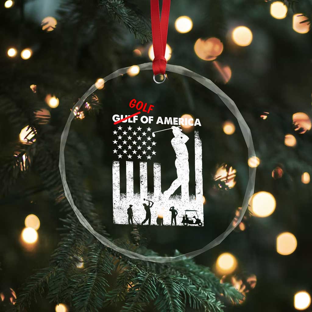 Golf Of America Patriotic USA Flag Crystal Glass Ornament Funny Golfing Pun American Sports Gift for Patriotic Golfers n Dads TS02 Print Your Wear