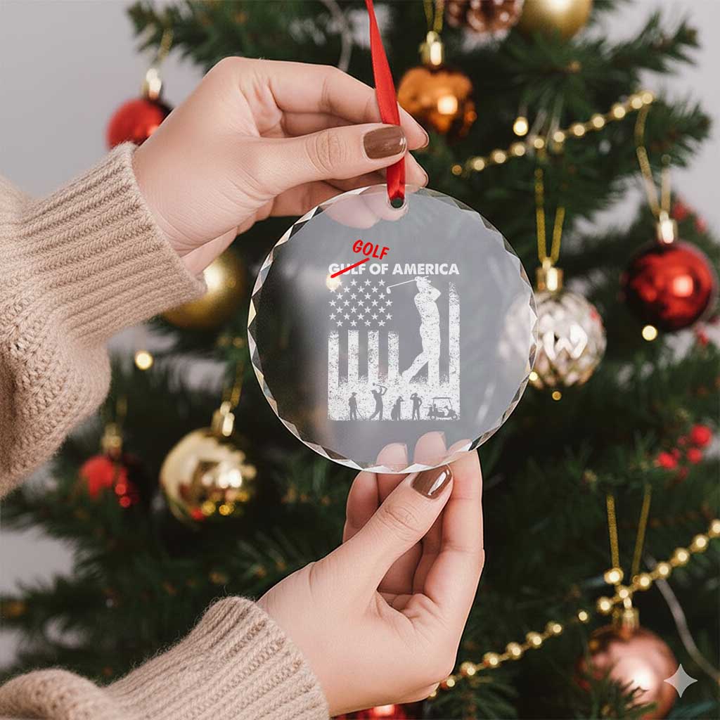 Golf Of America Patriotic USA Flag Crystal Glass Ornament Funny Golfing Pun American Sports Gift for Patriotic Golfers n Dads TS02 Print Your Wear