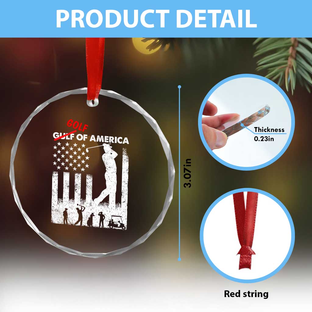 Golf Of America Patriotic USA Flag Crystal Glass Ornament Funny Golfing Pun American Sports Gift for Patriotic Golfers n Dads TS02 Print Your Wear