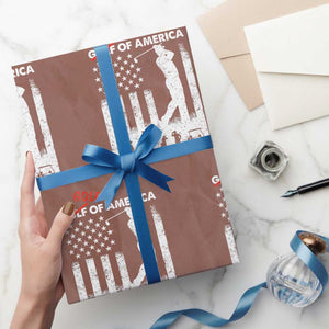 Golf Of America Patriotic USA Flag Wrapping Paper Roll Funny Golfing Pun American Sports Gift for Patriotic Golfers n Dads TS02 Mocha Print Your Wear